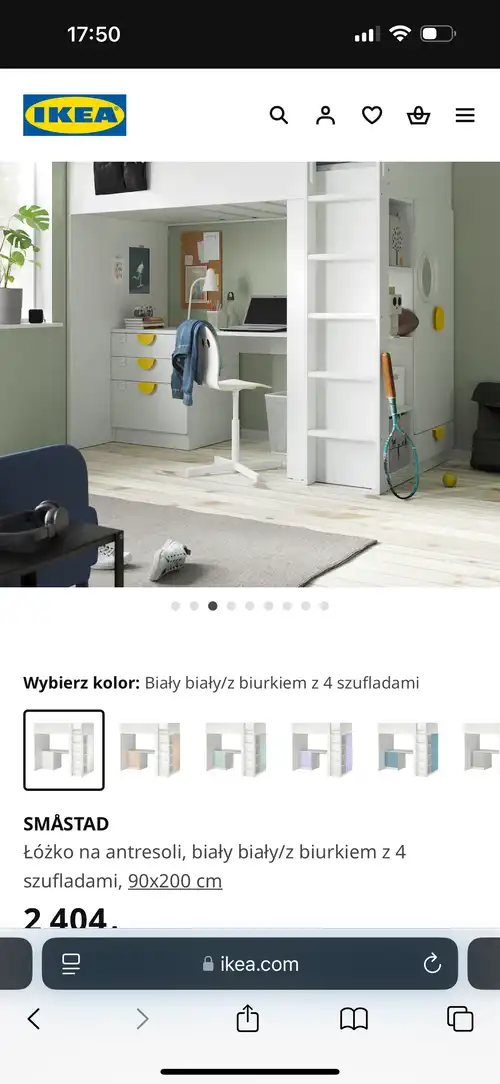 Łóżko dziecięce na antresoli SMASTAD IKEA