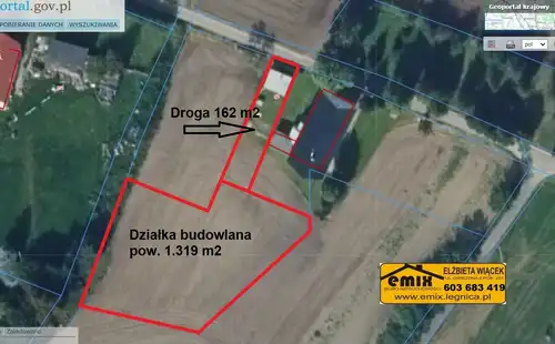 Działka budowlana w Pielgrzymce k. Złotoryi - 1481m2