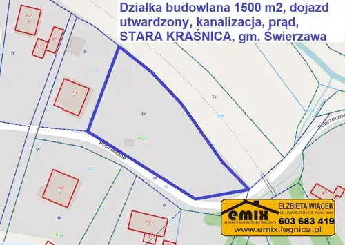 Działka budowlana 1500m2 k. Świerzawy, pow. złotoryjski