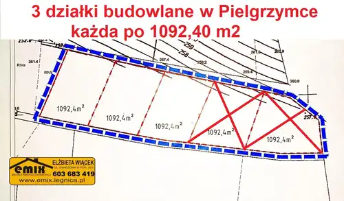 3 działki budowlane w Pielgrzymce k. Złotoryi