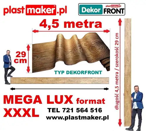NOWOŚĆ Elastyczna deska dekoracyjna DekorFront MEGA lux FORMAT 4,5 m x 29 cm!